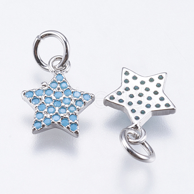 Brass Micro Pave Cubic Zirconia Charms RB-I077-21P-RS-1