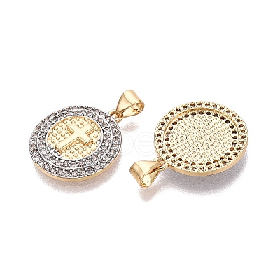 Religion Brass Micro Pave Clear Cubic Zirconia Pendants KK-N287-44GP-03-1