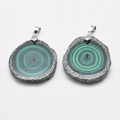 Natural Malachite Pendants G-E464-39-1