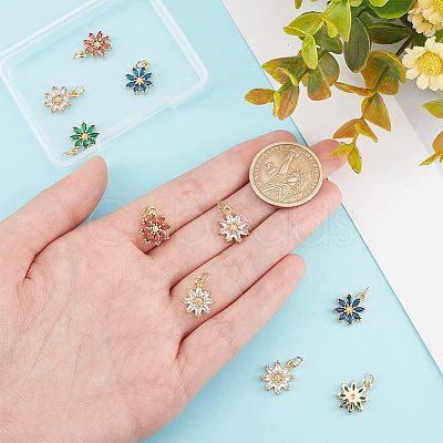 10Pcs 5 Colors Rack Plating Brass Micro Pave Cubic Zirconia Charms ZIRC-HY0001-03-1