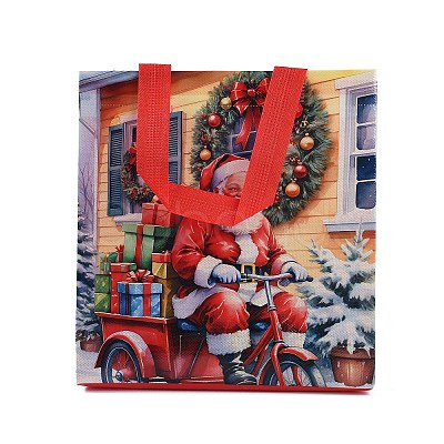 Rectangle Christmas No Woven Fabric Printed Tote Bags ABAG-P015-03A-1