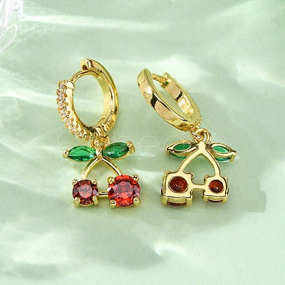 Brass Micro Pave Cubic Zirconia Hoop Earrings EJEW-D322-11G-03-1