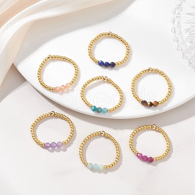 Round Glass Seed Beads Finger Rings for Women RJEW-JR00984-1