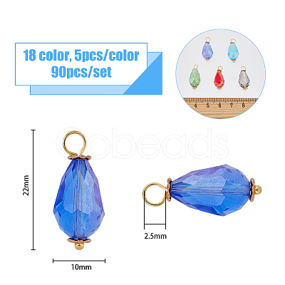 90Pcs 18 Colors Electroplate Glass Pendants PALLOY-AB00137-1