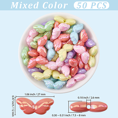 50Pcs UV Plating Opaque Acrylic Beads OACR-PA0001-88-1