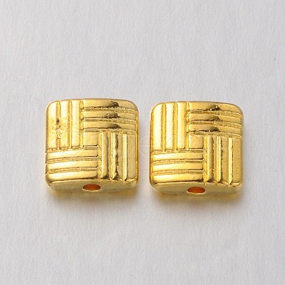 Tibetan Style Alloy Square Carved Stripes Beads TIBEB-5602-G-FF-1