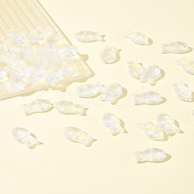 50Pcs Transparent Spray Painted Glass Beads GLAA-FS0002-06J-1