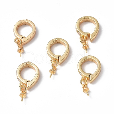 Brass Micro Pave Clear Cubic Zirconia Twister Clasps KK-P223-39G-1