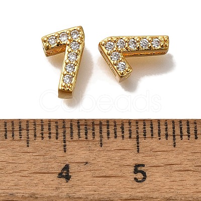 Rack Plating Number Brass Micro Pave Clear Cubic Zirconia Silde Charms KK-A231-13H-1