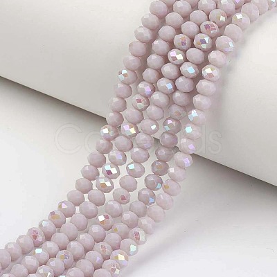 Electroplate Opaque Solid Color Glass Beads Strands EGLA-A034-P1mm-L08-1