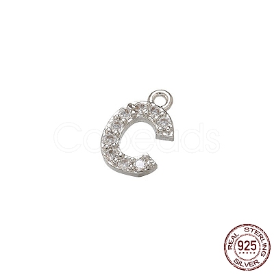 Real Platinum Plated Rhodium Plated 925 Sterling Silver Micro Pave Clear Cubic Zirconia Charms STER-P054-10P-C-1