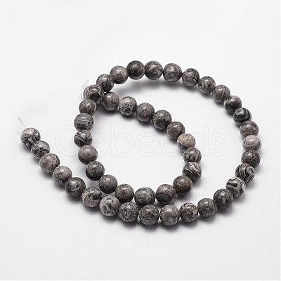 Natural Map Stone/Picasso Stone/Picasso Jasper Bead Strands G-D840-60-4mm-1