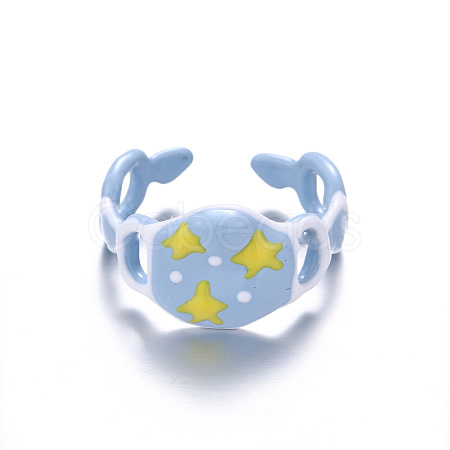 Brass Enamel Cuff Open Rings for Girls WG753F1-04-1