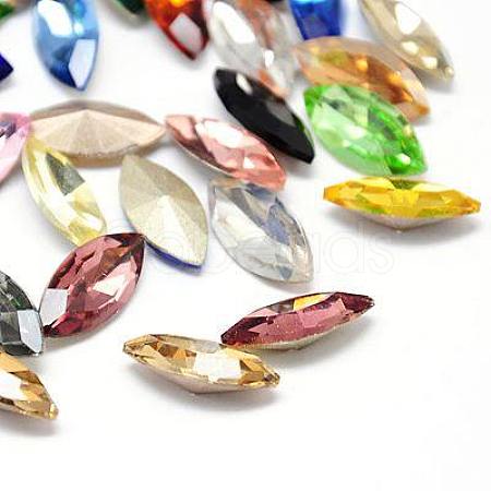 Glass Pointed Back Rhinestone Cabochons RGLA-A011-5x10mm-M-1