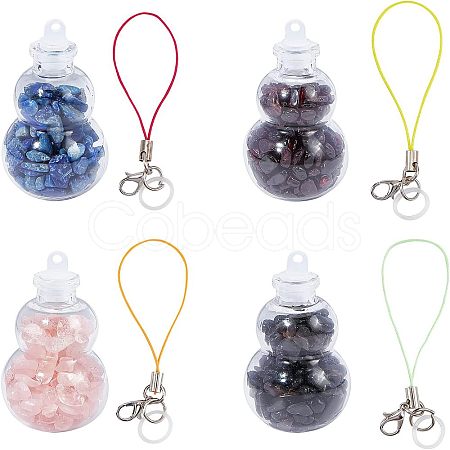 Transparent Glass Wishing Bottle Pendant Decoration HJEW-PH0001-29-1