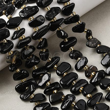 Natural Black Tourmaline Beads Strands G-L649-A03-01-1