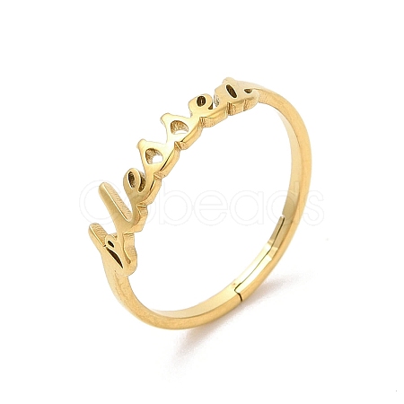 Ion Plating(IP) 304 Stainless Steel Word Adjustable Ring RJEW-L107-024G-1