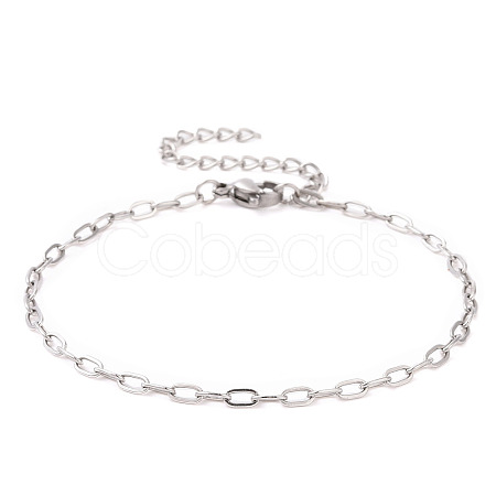 Non-Tarnish 304 Stainless Steel Cable Chain Bracelet for Men Women BJEW-E031-05J-P-1