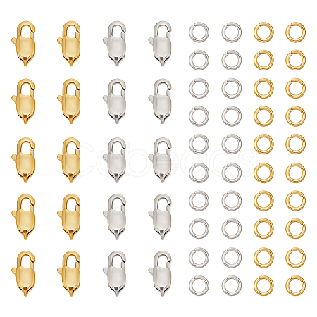 20Pcs 2 Style 304 Stainless Steel Lobster Claw Clasps STAS-UN0047-72-1