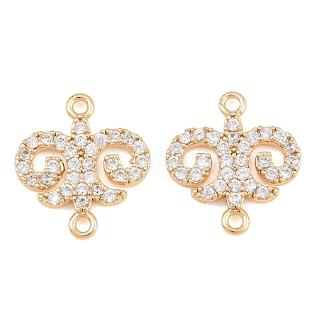 Brass Micro Pave Clear Cubic Zirconia Connector Charms CU-CBA7BFE-03A-G-1