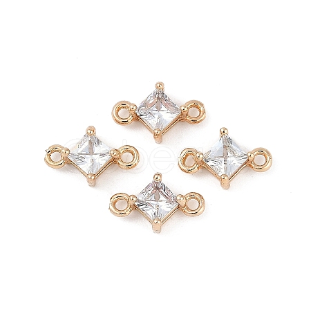 Brass Pave Glass Rhombus Links Connector Charms X1-GLAA-Q088-001E-1