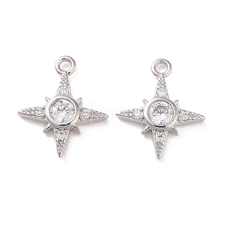 Brass Micro Pave Clear Cubic Zirconia Charms X-KK-G418-08P-1