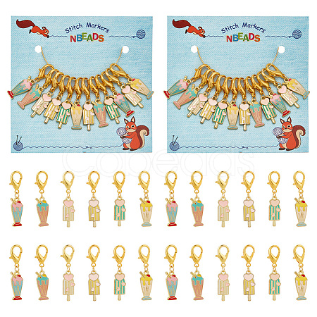 Alloy Enamel Ice Sucker & Ice Cream Pendant Locking Stitch Markers HJEW-AB00035-1