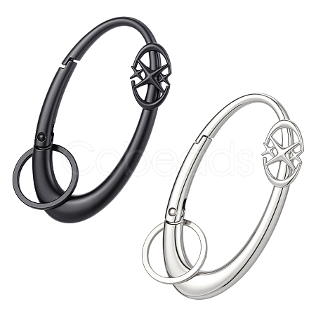 2Pcs 2 Colors Alloy Spring Gate Rings FIND-ME0003-44B-1