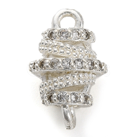 Brass Micro Pave Clear Cubic Zirconia Hollow Oval Connector Charms KK-A230-05C-S-1