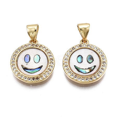 Brass Micro Pave Clear Cubic Zirconia Pendants X-KK-Q769-024-NF-1