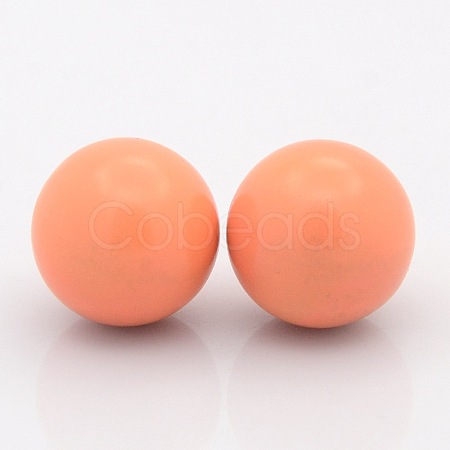 No Hole Spray Painted Brass Round Ball Beads Fit Cage Pendants KKB-J002-07-1