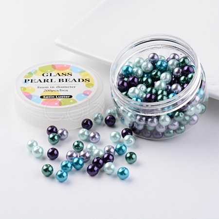 Glass Pearl Bead Sets HY-JP0001-03-J-1