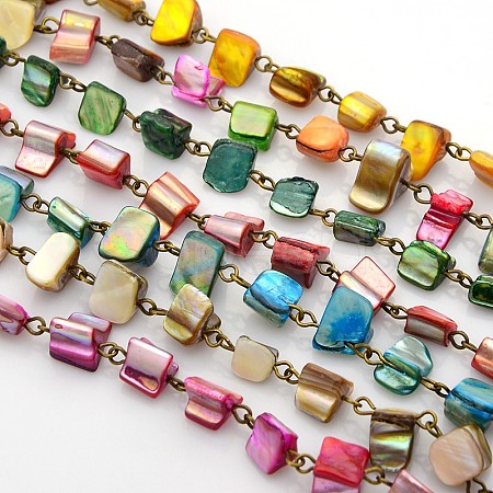 Handmade Sea Shell Beads Chains for Necklaces Bracelets Making AJEW-JB00068-1