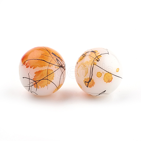 Drawbench & Baking Paint Glass Beads Strands GLAA-S176-16mm-14-1