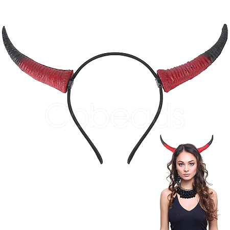 Cow Horn Pu Leather & Plastic Hair Bands OHAR-WH20011-07A-1