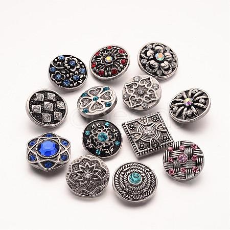 Flat Round with Mixed Style Zinc Alloy Jewelry Snap Buttons ALRI-R019-M-1