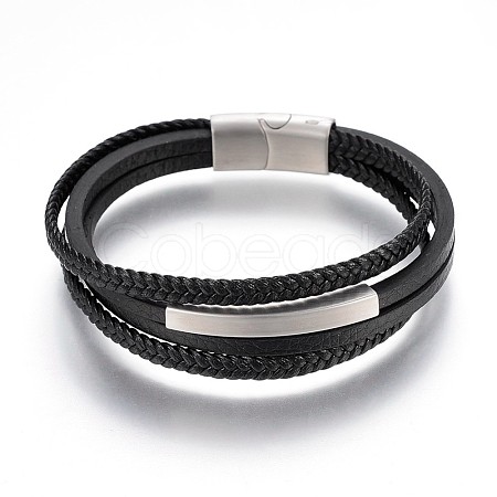 Braided Microfiber PU Leather Cord Multi-strand Bracelets BJEW-K206-H-01P-1