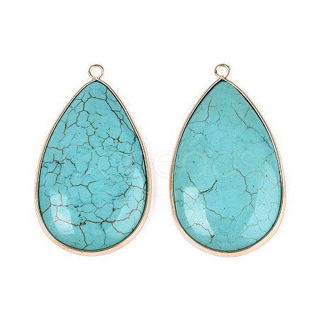 Dyed Synthetic Turquoise Teardrop Pendants TURQ-T004-27-1