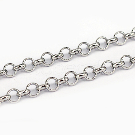 Non-Tarnish 3.28 Feet 304 Stainless Steel Rolo Chains X-CHS-L001-28-4mm-1