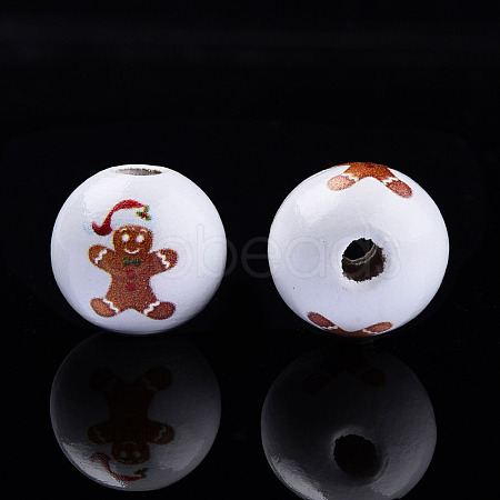 Painted Natural Wood Beads WOOD-N006-187-1