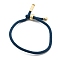 Cotton Cord Bracelets, with Brass Finding, Long-Lasting Plated, Real 24K Gold Plated, Prussian Blue, 8-1/2 inch(21.5cm)~9 inch(23cm)