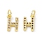 Real 18K Gold Plated Brass Micro Pave Clear Cubic Zirconia Charms, with Jump Ring, Letter.H, 11.5x7.5x2.5mm, Hole: 3.4mm