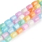 Rainbow Color Natural Selenite Beads Strands, Dyed, Drum Beads, Colorful, 9x6mm, Hole: 1.2mm, about 43pcs/strand, 15.63~15.83(39.7~40.2cm)