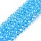 Electroplate Glass Beads Strands, Pearl Luster Plated, Faceted, Rondelle, Deep Sky Blue, 3.5~3.8x3mm, Hole: 0.4mm, about 113~115pcs/strand, 32.5~33cm