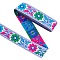 Ethnic Style Embroidery Polyester Ribbons, Jacquard Ribbon, Garment Accessories, Colorful, Flower Pattern, 1-3/8 inch(34mm), about 7.66 Yards(7m)/Roll