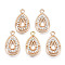 Alloy Pendants, with Rhinestone, Light Gold, Cadmium Free & Lead Free, Teardrop, Crystal, 23x13x2mm, Hole: 2mm