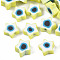 Handmade Polymer Clay Beads, Star with Evil Eye, Yellow, 9x9x3.5~4.5mm, Hole: 1.4mm