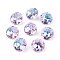 Pointed Back & Back Plated Glass Rhinestone Cabochons, Grade A, Faceted, Flat Round, Vitrail Light, 8x4.5mm