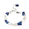 Natural Lapis Lazuli(Dyed) Chip Beaded Bracelet for Girl Women, Round Shell Pearl & Opalite Chip & Synthetic Moonstone Beads Bracelet, 7-1/4 inch(18.3cm)