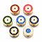 Rack Plating Alloy Enamel Pendants, Light Gold, Cadmium Free & Nickel Free & Lead Free, Flat Round with Evil Eye, Mixed Color, 12x4.5mm, Hole: 2mm